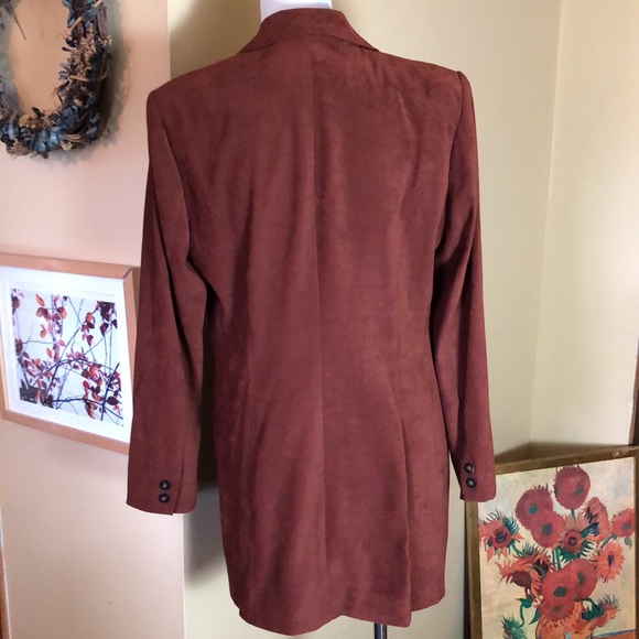HUGO BUSCATI Size 6 Extra-Long Blazer Microfiber Cinnamon Brown Career Casual EU - Picture 4 of 11